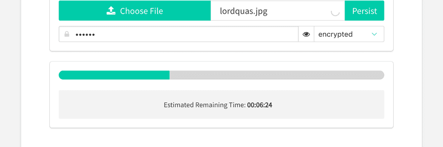 Captura de pantalla de la interfície gràfica de Tanglestash mostrant la interfície de persistència de fitxers.